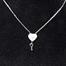 Necklace stainless steel cubic zirconia Heart with key 39.5 cm