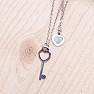 Necklace double stainless steel Heart with mother of pearl and key 42 cm