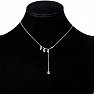 Necklace stainless steel Drops of cut glass 40.5 cm