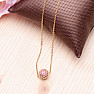 Necklace stainless steel in gold color cubic zirconia Magenta 45 cm