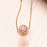 Necklace stainless steel in gold color cubic zirconia Magenta 45 cm