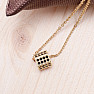 Necklace stainless steel in gold color cubic zirconia Prism 45 cm