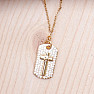 Necklace stainless steel in gold color cubic zirconia Cross 44 cm