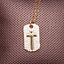 Necklace stainless steel in gold color cubic zirconia Cross 44 cm