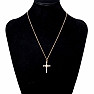 Necklace stainless steel in gold color cubic zirconia Cross 45 cm