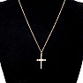 Necklace stainless steel in gold color cubic zirconia Cross 45 cm