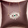 Necklace stainless steel in gold color cubic zirconia Evil eye 48 cm