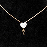 Necklace stainless steel cubic zirconia Heart with key 39.5 cm