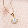 Necklace stainless steel in gold color Cubic zirconia round 45 cm