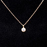 Necklace stainless steel in gold color Cubic zirconia round 45 cm