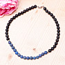 Lava stone necklace with satin lapis lazuli