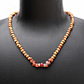 Necklace made of wooden beads with carnelian