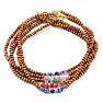 Necklace made of wooden beads with multicolor fluorite