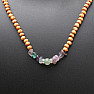 Necklace made of wooden beads with multicolor fluorite