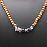 Necklace made of wooden beads with sodalite