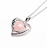 Rose quartz heart necklace made of stainless steel