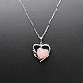 Rose quartz heart necklace made of stainless steel