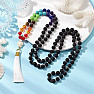 Lava stone chakra necklace with tassel