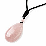 Rose quartz drop pendant on a string