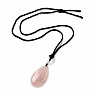 Rose quartz drop pendant on a string