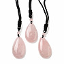 Rose quartz drop pendant on a string