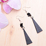 Obsidian fashion earrings with stones and wood