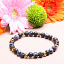 Flaky obsidian, agate and lava stone beaded bracelet