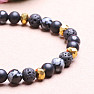 Flaky obsidian, agate and lava stone beaded bracelet