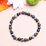 Flaky obsidian, agate and lava stone beaded bracelet