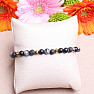 Flaky obsidian, agate and lava stone beaded bracelet