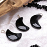 Obsidian black crescent shape pendant