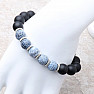 Obsidian with blue agate men&#39;s bracelet RB Design 47