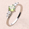 Silver ring with cut olivine and zircons Ag 925 011580 PD