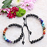 Agate black chakra bracelet double with Shamballa clasp