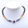 Onyx chakra necklace with amethyst beads