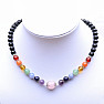 Chakra onyx necklace with rose gold beads