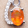 Silver pendant with orange opal and zircons Ag 925 020065 OROP