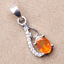 Silver pendant with orange opal and zircons Ag 925 020065 OROP