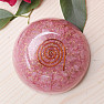 Orgonite hemisphere paperweight with rose quartz