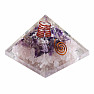 Orgonite pyramid of amethyst and rose petals with crystal crystal