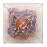 Orgonite pyramid of amethyst and rose petals with crystal crystal