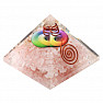 Orgonite pyramid with rose gold large with crystal and chakra symbol