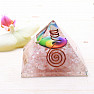 Orgonite pyramid with rose gold large with crystal and chakra symbol