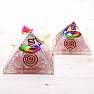 Orgonite pyramid with rose gold large with crystal and chakra symbol