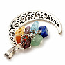 Moon pendant with semi-precious stones in the colors of the chakras