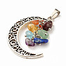 Moon pendant with semi-precious stones in the colors of the chakras