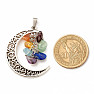 Moon pendant with semi-precious stones in the colors of the chakras