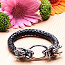 Men&#39;s casual style leather bracelet with metal dragons