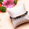 Bracelet men&#39;s black leather braided with tiger&#39;s eye and agate