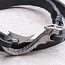 Men&#39;s black leather bracelet with tarnished silver decoration